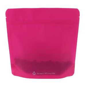 Doypack 100% recykling różowy ( Viva Magenta ) 250g - opakowanie 100 szt + struna