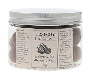 Orzechy laskowe w czekoladzie mlecznej z kawą w pudełku 100g
